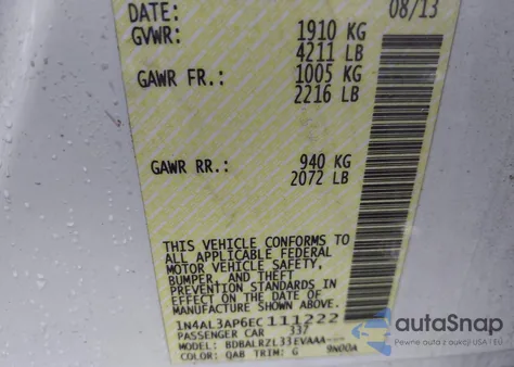 2014 Nissan Altima 2.5 S из США, поврежденный, VIN 1N4AL3AP6EC111222